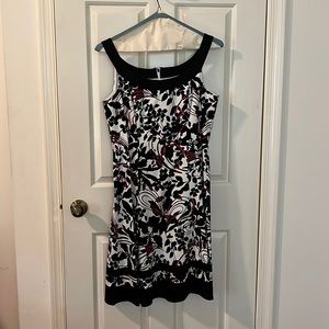 Black red and white print dress